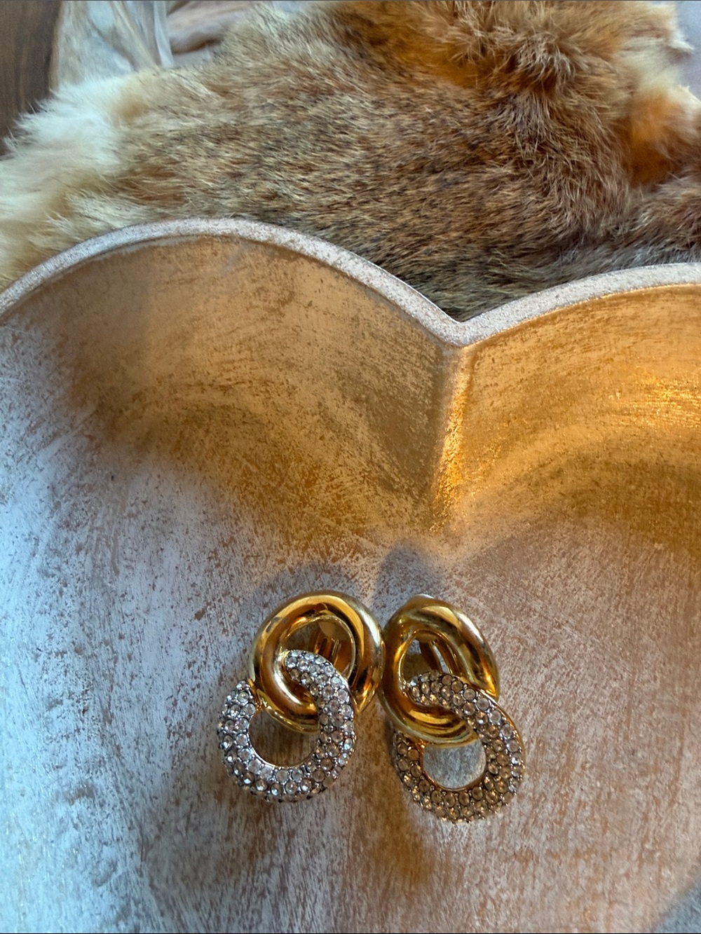 Joan Rivers Gold-Tone Interlocking Hoop Earrings with Clear Crystals